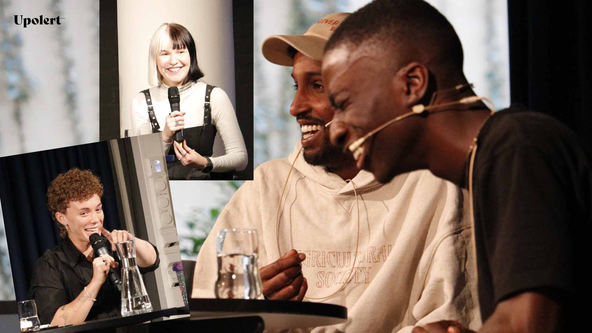 Milie Birkelund, Zara Cecilie Leite, Jonis Josef og Boakai Sandy p&aring; Kulturtorget p&aring; hovedbiblioteket.